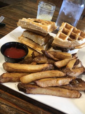 Chicken and waffles! at VegeNation in Las Vegas