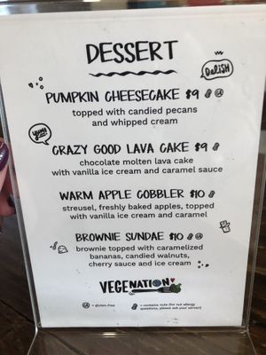 Menu  at VegeNation in Las Vegas