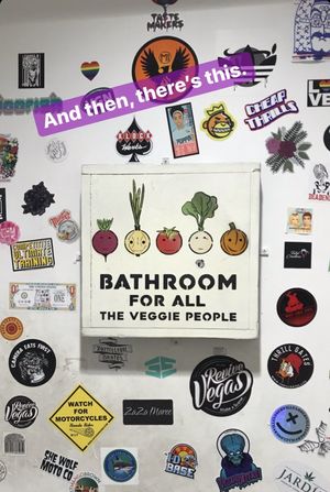 Bathroom door  at VegeNation in Las Vegas