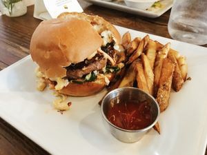 Mac and cheese and beyond meat burger  at VegeNation in Las Vegas