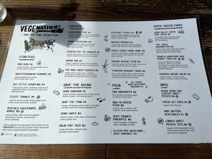 Menu front  at VegeNation in Las Vegas