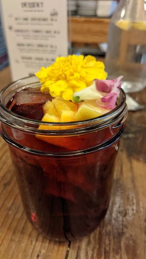 Hibiscus drink with edible flowers at VegeNation in Las Vegas