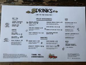 Drink menu  at VegeNation in Las Vegas