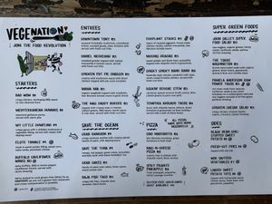Food menu  at VegeNation in Las Vegas