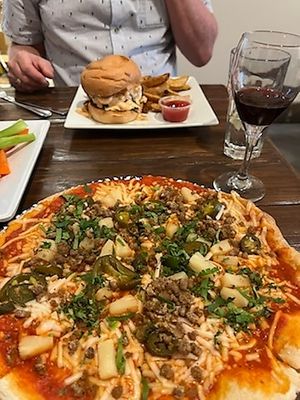 Mac Daddy burger in the background at VegeNation in Las Vegas