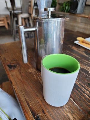 French press coffee at VegeNation in Las Vegas