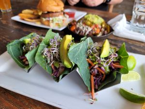 Pamela Anderson tacos (not much food) at VegeNation in Las Vegas