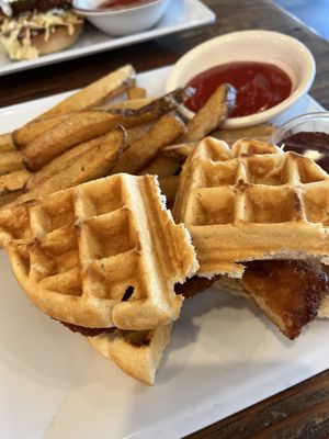 came with maple syrup and a burger style sauce (not pictured)  at VegeNation in Las Vegas