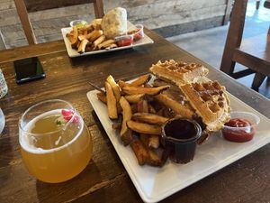 Chicken and waffles, badass vegan burrito, and on tap kombucha  at VegeNation in Las Vegas