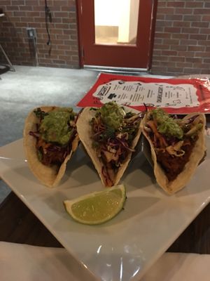 East meets west tacos very delicious!! at VegeNation in Las Vegas