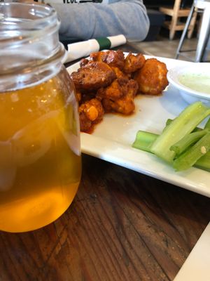Sour beer and Cauliflower Bites  at VegeNation in Las Vegas