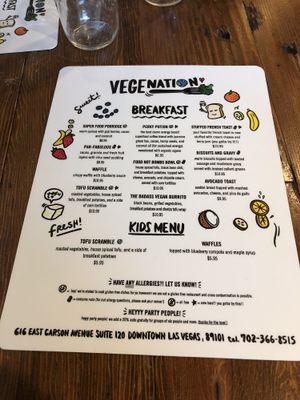  Menu  at VegeNation in Las Vegas