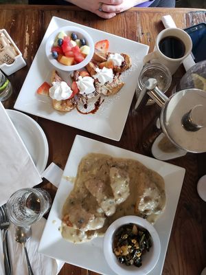 Stuffed french toast and biscuits with gravy at VegeNation in Las Vegas