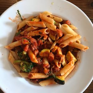 Gluten Free Penne Primavera - Zucchini, Broccoli, Tomatoes & Sweet Potato at VegeNation in Las Vegas