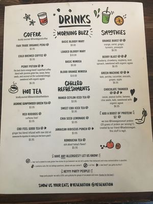 Breakfast menu at VegeNation in Las Vegas
