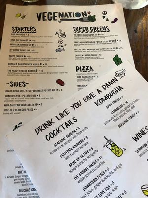 Menu  at VegeNation in Las Vegas