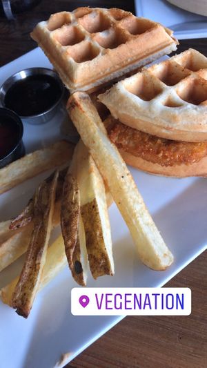 Chicken and waffles  at VegeNation in Las Vegas