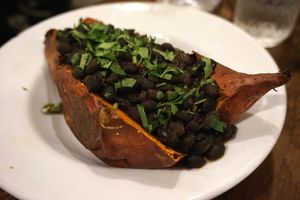 Baked sweet potato with black beans at VegeNation in Las Vegas