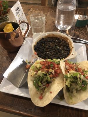 2/3 of the tacos, black bean chili, and half a pomegranate mule   at VegeNation in Las Vegas