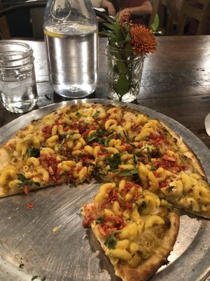 OMG!  Mac n Chee pizza!  Amazing! at VegeNation in Las Vegas