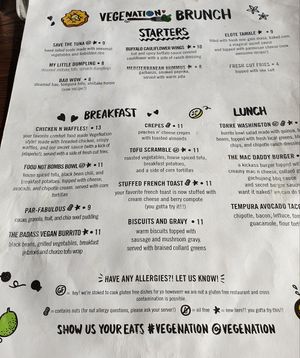 Menu at VegeNation in Las Vegas