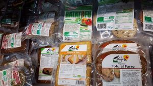 Lot of Tofu, Seitan, Veggy burger at Bio Food in Olbia