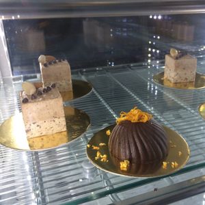 Cakes in a case at Olive Dolci - Via Emanuele Filiberto in Rome