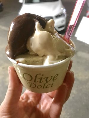 Chocolate, hazelnut, and peanut €3.50 at Olive Dolci - Via Emanuele Filiberto in Rome