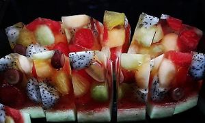 Watermelon jelly at Baiyoke Sky Hotel Fruit Buffet in Bangkok