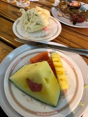 Yellow watermelon at Baiyoke Sky Hotel Fruit Buffet in Bangkok
