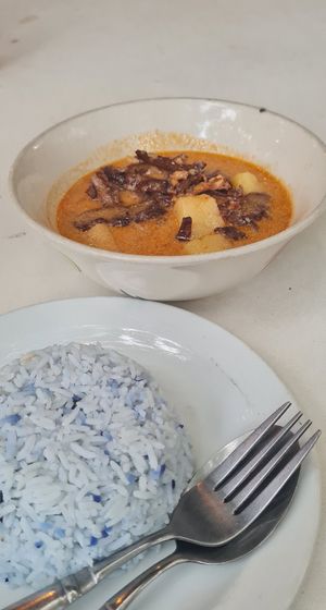Massaman Curry with vegan duck at Babaloo Restaurant and Uma's Kitchen in Koh Tao