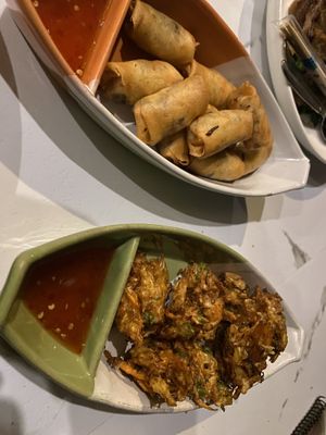 Spring Rolls and Noname  at Babaloo Restaurant and Uma's Kitchen in Koh Tao
