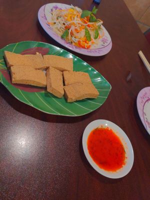 Fried tofu and salad at Phnom Penh in North Olmstead