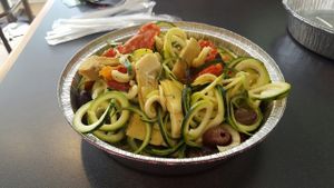 Olive Style Zucchini Spaghetti  at Raw Power in Newport