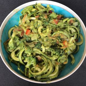 veggie style zucchini noodles with avocado pesto at Raw Power in Newport