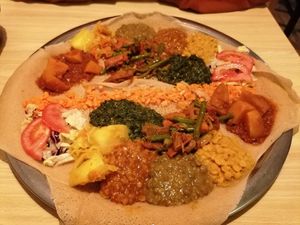 The vegan plate for two at Addis Ababa in Amsterdam
