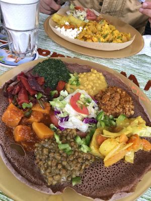 Vegan “yetsom migib” with gluten-free injera   at Addis Ababa in Amsterdam