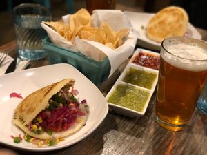 Black bean arepas at Hola Arepa in Minneapolis