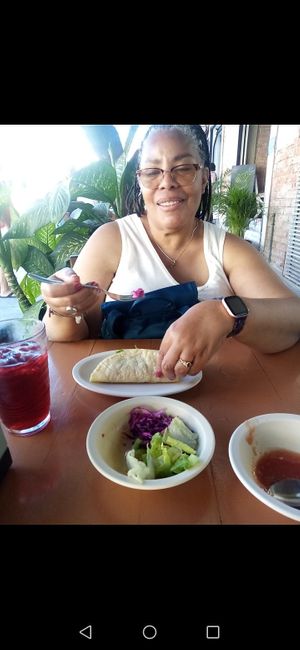 My food tour client. Kudos. Meat eater open to the vegan experience. She loved it:) at Mary Restaurant Vegetariano in Puerto Vallarta