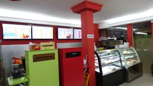 service counter area at Sangeetha Bhavan in Central Singapore
