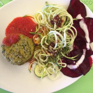 Zucchini flan with almond  at Equilibrio in La Spezia