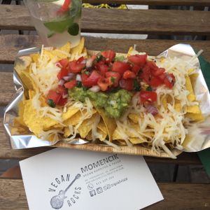 Vegan nachos and homemade lemonade  at Momencik in Warsaw