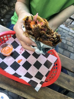 Pastor burrito inside   at Momencik in Warsaw