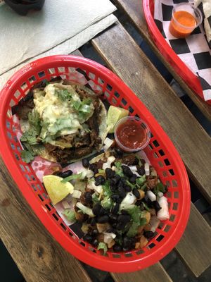 Seitan taco and Pastor taco (added beans) with chipotle sauce   at Momencik in Warsaw