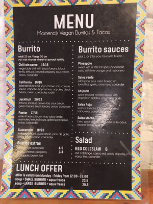 Menu 2 at Momencik in Warsaw