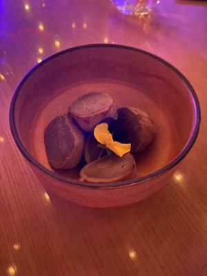 The chocolate mocci is the vegan desert  at Sushi Samba in London