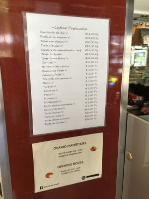 Here's the menu/pricelist at Fratelli Piermattei in Rome