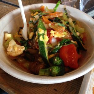 hard bowl - plantains, dumplings, Ackerman, scotch bonnet, veggies, brown rice and quinoa at King CookDaily in East London