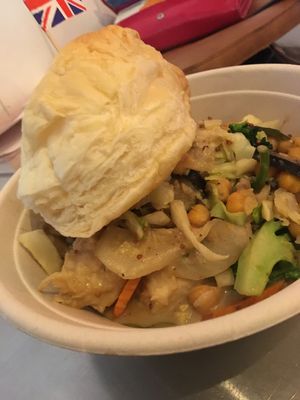 Puff pastry topped chik’n mushroom and veg pie  at King CookDaily in East London