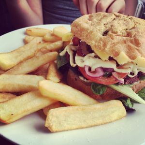 Just Veg Burger with Violife cheese at Just FaB - Food Bus in East London